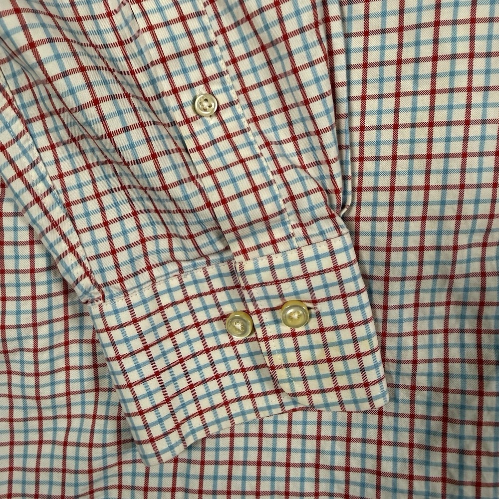 Peter Millar Shirt Mens Medium Long Sleeve Button Down Plaid Red Blue Cotton⁠ - Picture 4 of 9